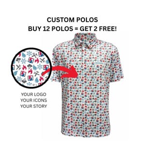 Custom Sublimation Polo Shirts | Business Uniforms, Team Apparel, Corporate Golf Polos | BUY 12 GET 2 FREE