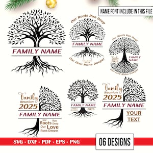 Family Reunion Tree SVG: Editable Name, Our Roots Run Deep (Digital Download)