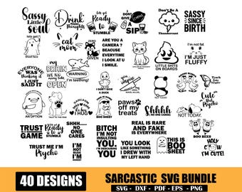 Funny Sarcastic Quotes SVG Bundle:  Funny Mom Shirt Designs, Sarcastic Bundle Svg, Sarcastic Quotes Svg  Mugs, Decals (Digital Download)