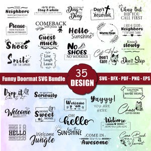Funny Doormat Quotes SVG Bundle: 35 Welcome Mat Designs (Digital Download)