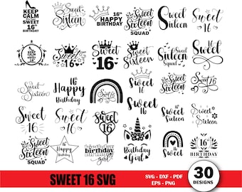 Sweet 16 Birthday SVG Bundle: Mädchen Shirt Designs (Digitaler Download)