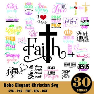 Boho Elegant Christian Svg Bundle, Bible Verse Svg, Scripture Svg, Christian Quotes Svg, Jesus Svg, Psalm Svg, Faith Svg, Religious Quotes
