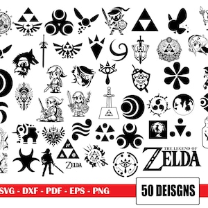 Jogo Zelda PNG, Logotipo Zelda SVG, Legend of Zelda, Zelda SVG, Arquivos Cricut, Breath of the Wild, Silhueta do pacote, pacote SVG, download instantâneo