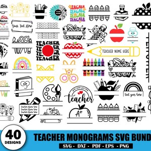 Teacher Monogram SVG Bundle: 40 School Designs (digital Download - Etsy