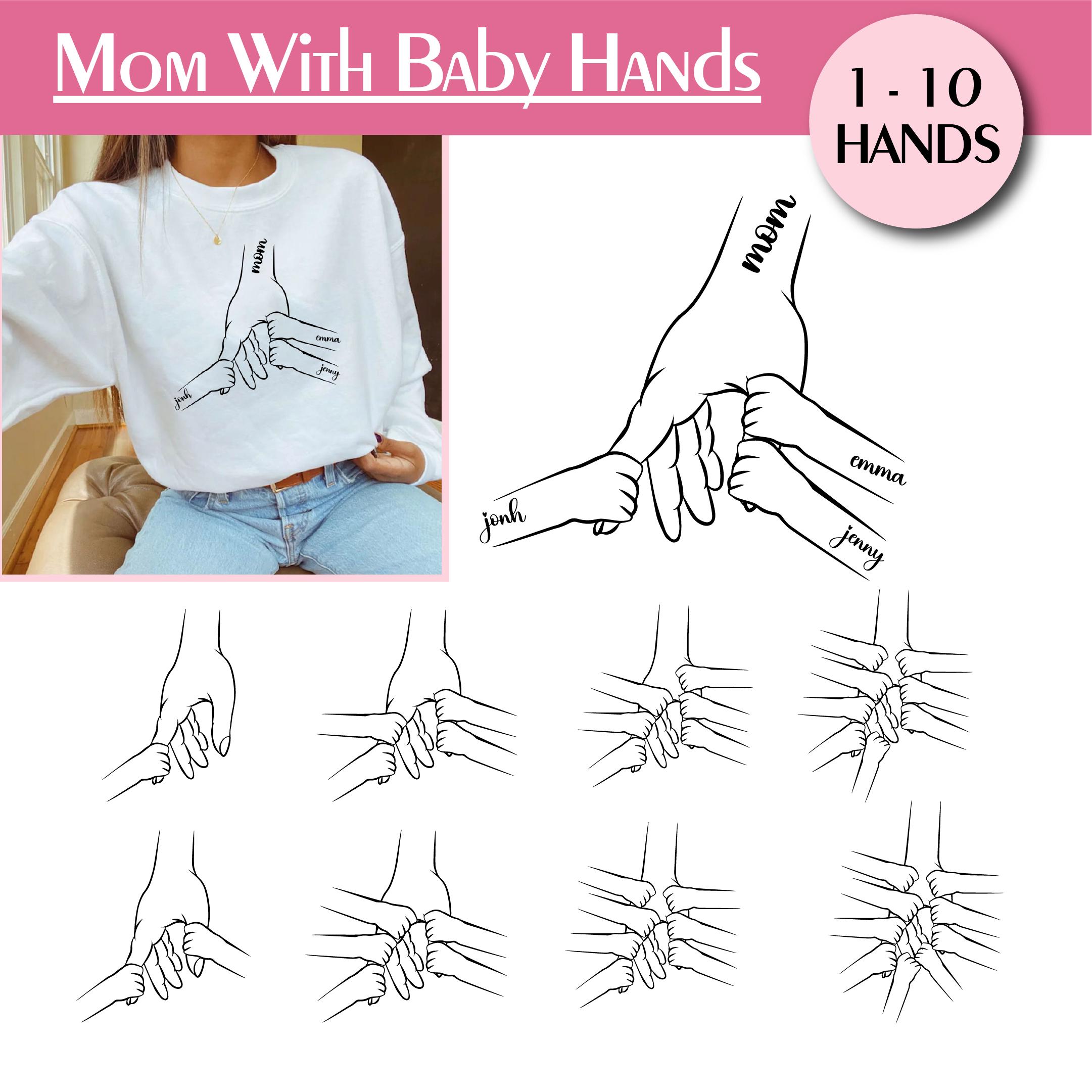 Personalized Mom/Grandma Hands PNG Bundle: Custom Kid Names (Digital File)