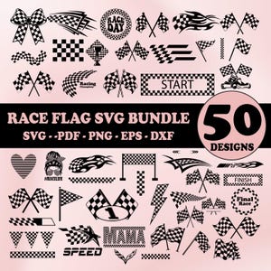 Checkered Rennflagge SVG Bundle: Auto Aufkleber, Racing Shirts (Digitaler Download)