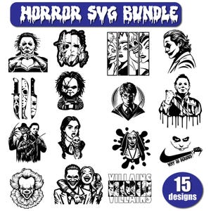 Mega Horror SVG Bundle, Halloween SVG Bundle, Horror Friends SVG, Halloween Horror , Halloween Clipart,Micheal Svg, Jason Svg, Digital