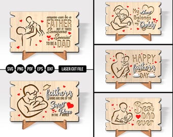 Father's Day Laser Cut Sign: Dad & Baby SVG Files (Digital Download)