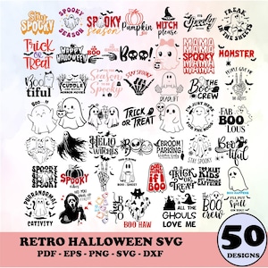 Halloween SVG Bundle, Retro Halloween SVG PNG Bundle, Halloween Clipart, Halloween Shirt Svg, Ghost Halloween Svg, Spooky Season, Boo Svgs
