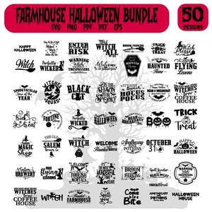 Farmhouse Halloween SVG Bundle | Rustic Halloween Sign SVG | Halloween Decor Cut Files | Spooky Season Svg & Png Bundle