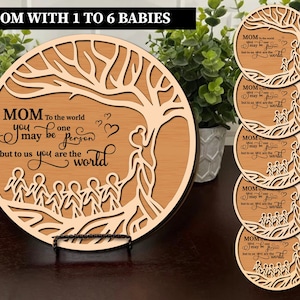 Mutterbaum Bundle svg laser cut, dekorativer Holzständer, geschichtete Baum svg, Laser Cut-Datei für Glowforge, Muttertagsgeschenk svg