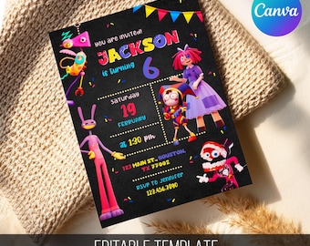 Digital Circus Birthday Invitation, Editable Party Template (Digital Download)
