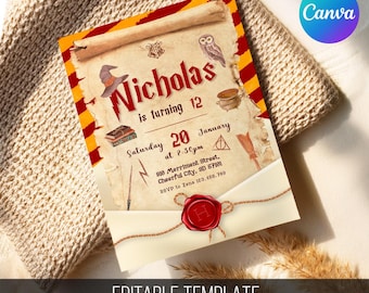 Wizard Birthday Invitation Template, Magical Party Evite (Digital)