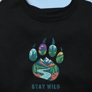 Bärenklaue besticktes Sweatshirt Bär Grizzly-Shirt - Nationalpark-Shirt - Unisex-Mischpullover