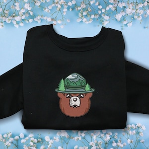 Bär bestickte Sweatshirt Smokey Bär Grizzly Shirt, Nationalpark Shirt, Unisex Grundbekleidung