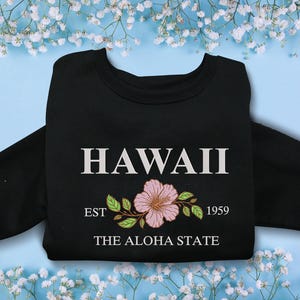 Hawaii Flower Embroidered Sweatshirt T-shirt Hoodie Summer Embroidered Shirt Gifts