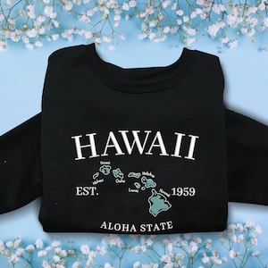Hawaii Embroidered Sweatshirt Vintage Embroidered Hoodie Shirt Gifts