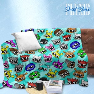 Sprunkii Game Blanket, Retro Video Game Throw Blanket, Cozy Fleece Blanket, Funny Indie Game Character, Gamer Gift