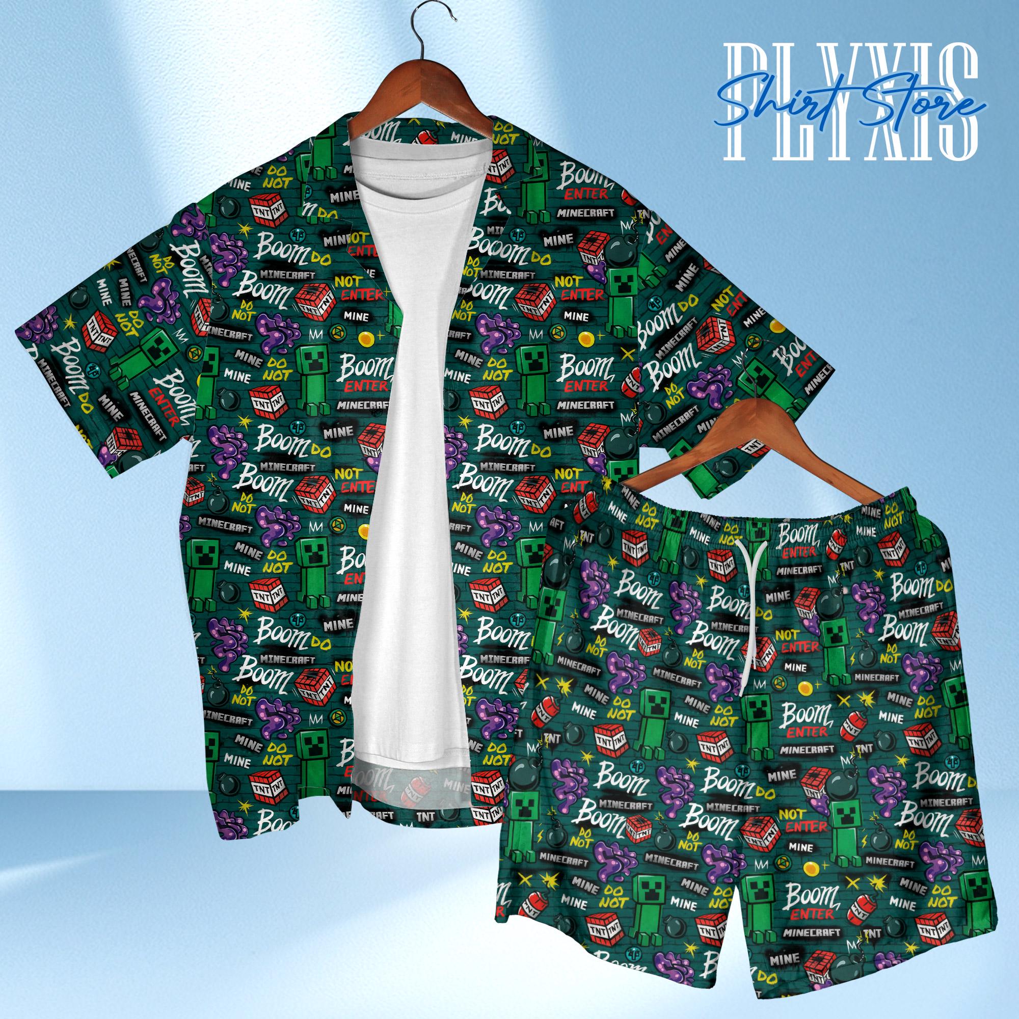 Discover Creeper Hawaiian Shirt Explosive Pixel Aloha Shirt, Gamer Style Video Game Fan