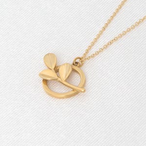 14k Solid Yellow Gold Olive Leaf Necklace: Minimalist Pendant