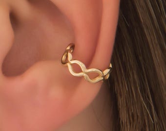 Echt Gold Ohrmanschette, kein Piercing Knorpel Kettenglied Ohrring