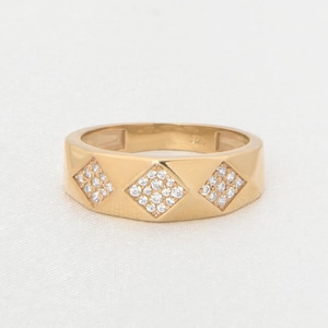 Gold Diamond Pyramid Ring, Solid 14k Gold Diamond Cut Pyramid Dome Ring, Gold Statement Ring, Diamond Pyramid Design, Handmade Gift for Her