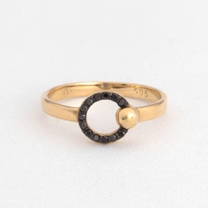 Diamond Circle Ring, Solid Gold 14k Circle Ring, Karma Circle Ring, Dainty Diamond Ring, Gold Minimalist Ring, Birthday Gift, Gift for Her
