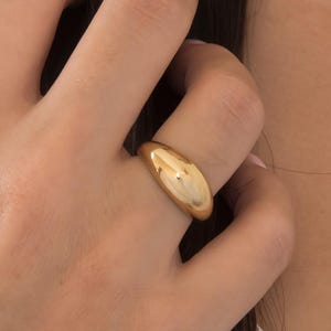 Classic Gold Dome Ring, 14k Gold Statement Ring in 2 Widths, Chunky Dome Ring, Large Dome Ring, Mirror Gold Dome Ring, Everyday Gold Ring