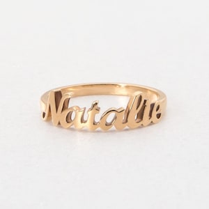 Gold Nameplate Ring, Solid 14k Gold Script Name Ring, Personalized Gold Ring, Custom Nameplate Ring, Unique Custom Ring, Gold Ring with Name