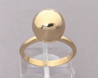 12 mm Goldkugel Ring: Minimalistischer Statement Schmuck, einzelne große Kugel auf klassischem Ringring