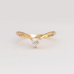 Solid Gold Wishbone Diamond Ring, 14k Chevron Ring, V-Shaped Gold Ring, Dainty Stacking Ring, Engagement Ring, Fine Jewelry Gift for Her