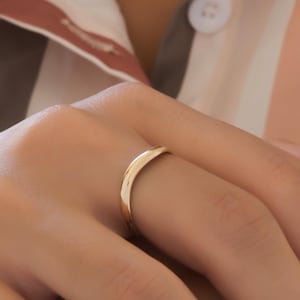14k Gold Wavy Ring: Handmade Minimalist Stacking Band Gold Vermeil