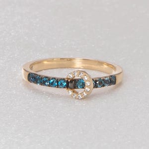 14k Solid Gold Half Eternity Ring, 14k Colored Gemstone Ring, Gold Stacking Ring, Gold Dainty Circle Charm Wedding Band, 14k Birthstone Ring