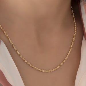 14k geelgouden touwketting: diamantgeslepen gedraaide gelaagde ketting