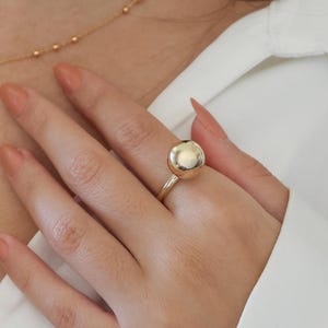 Real Gold Ball Ring, Solid Gold 14k Large Ball Ring, Statement Ring, Gold Sphere Ring, Large Bubble Ring, Gold Stacking Ring, Gift For Her