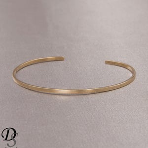 14k Solid Gold Plain Cuff Bracelet, Dainty Gold Open Cuff, Minimalist Cuff Bracelet, Stacking Bangle, 14k Plain Bracelet, Not Hollow Bangle