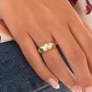 14K Solid Gold Starburst Ring, North Star Gemstone Ring, Dainty Gold Ring with Colored Gems, Celestial Ring, Minimal Statement Ring