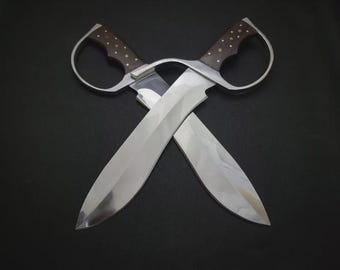 Pair of HandCrafted Damascus Steel Wing Chun Practice Randall style Blunt BLADES, Practice Tools, Gift For Him Handmade IP Man Movie