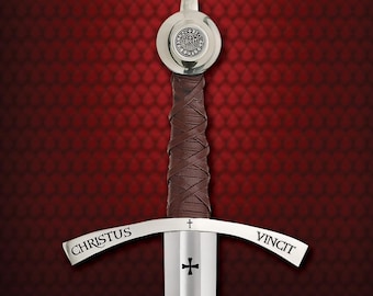 Hand Forged Knights Templar Sword: High Carbon Steel Replica with Scabbard