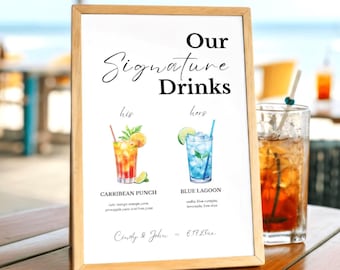 Plantilla de menú de bar para bodas: Letrero de bebidas exclusivo (descarga digital)