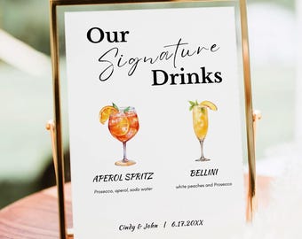 Letrero editable para bebidas de boda: Plantilla de menú de bar (descarga digital, varios tamaños disponibles)