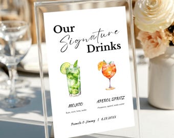Letrero editable para menú de bar de bodas: Plantilla de bebida de autor (descarga digital)