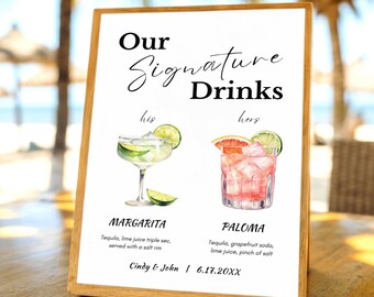 Letrero editable para menú de bebidas de boda: Plantilla de barra de bebidas exclusiva (descarga digital)