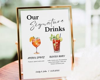 Letrero de bebida personalizable: Plantilla de menú de bar de bodas (descarga digital)