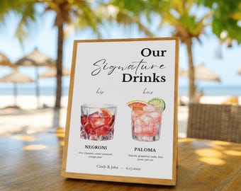 Plantilla editable de cartel de bebida de autor: Menú de bar de bodas (descarga digital)
