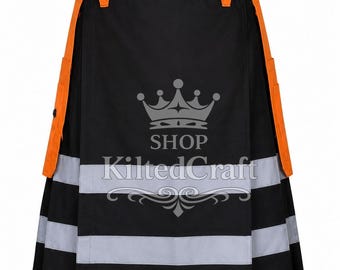 Firefighter Utility Kilt: Heavy Duty Cotton Cargo Workwear Kilt with Pockets