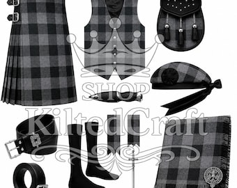 Ensemble de kilt écossais de 8 mètres pour homme – Ensemble de kilt traditionnel des Highlands fait main