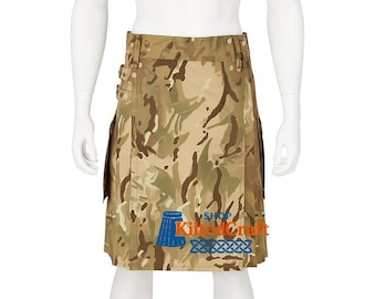 Kilt utilitaire camouflage : kilt de combat tactique en coton avec poches pour hommes