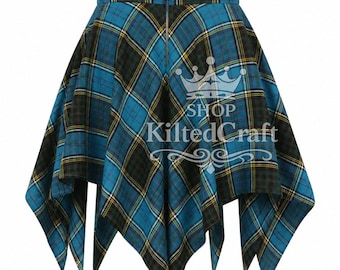Handmade Pixie Tartan Skirt – Scottish Highland Fairy Plaid Mini Skirt, Custom Wool Celtic Style