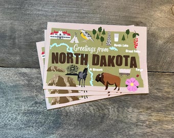 North Dakota USA State Postcard